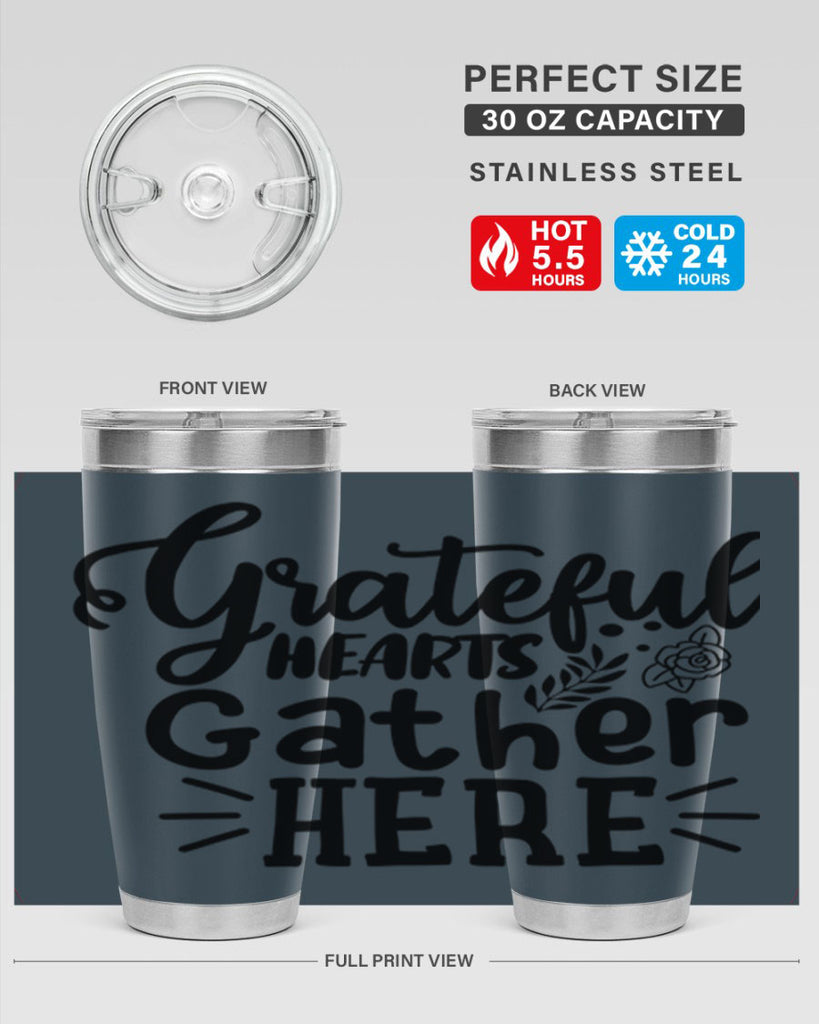 grateful hearts gather here 58#- thanksgiving- Tumbler
