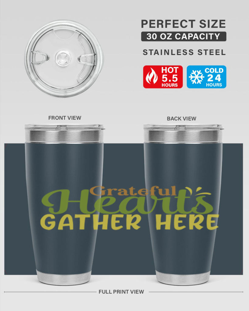 grateful hearts gather here 59#- thanksgiving- Tumbler