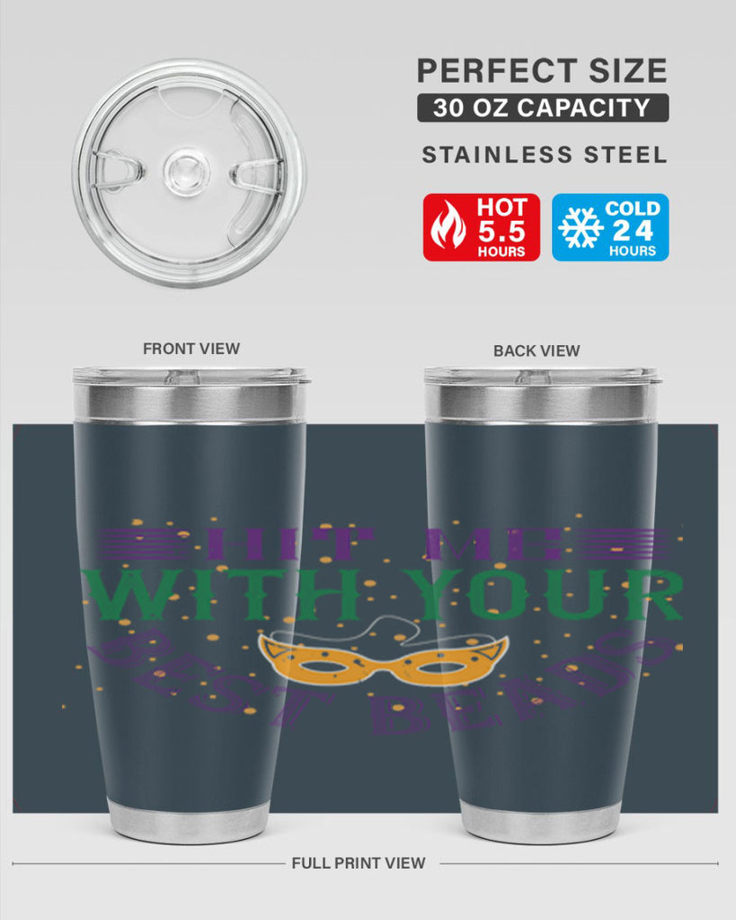 hit me with your best beads 69#- mardi gras- Tumbler