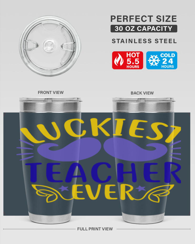 luckiest teacher ever 12#- mardi gras- Tumbler
