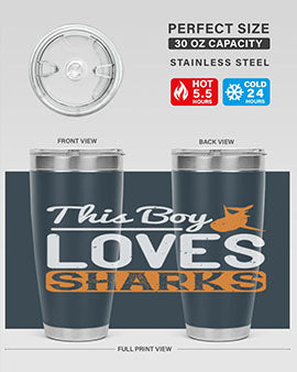 this boy loves sharks Style 14#- shark  fish- Tumbler