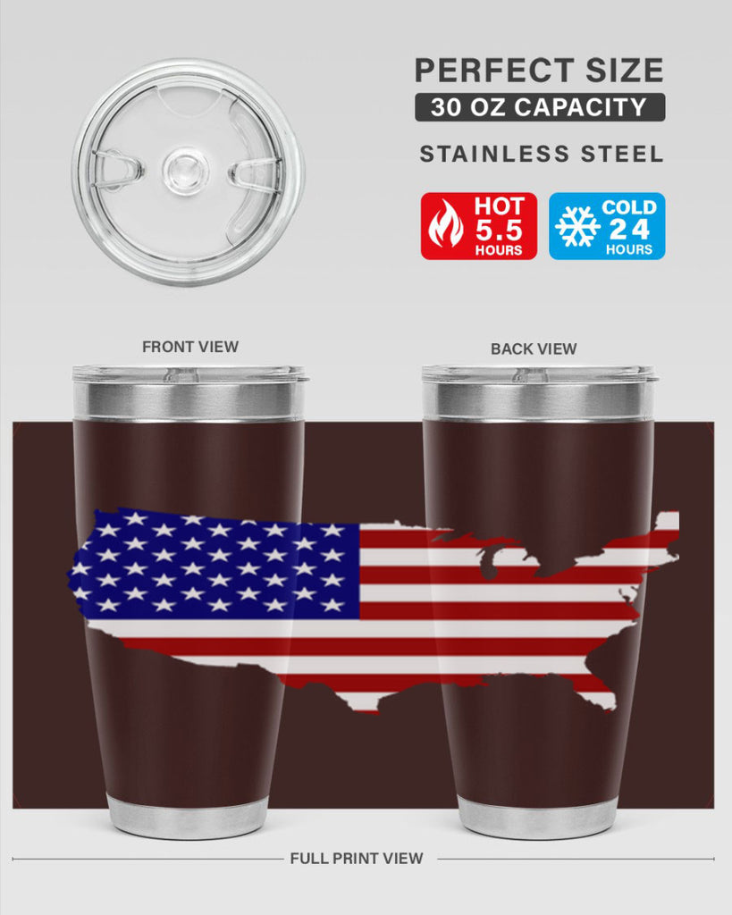 Flag With Map Style 50#- Fourt Of July- Tumbler