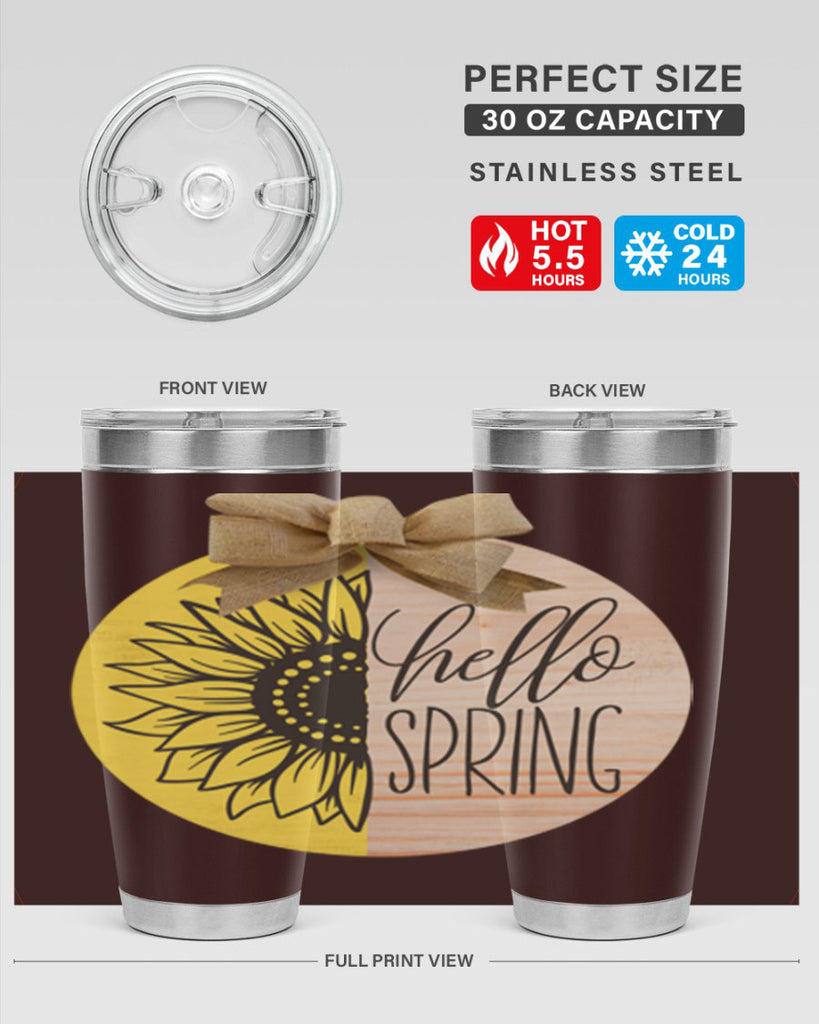 Hello spring half sunflower Mockup198#- spring- Tumbler