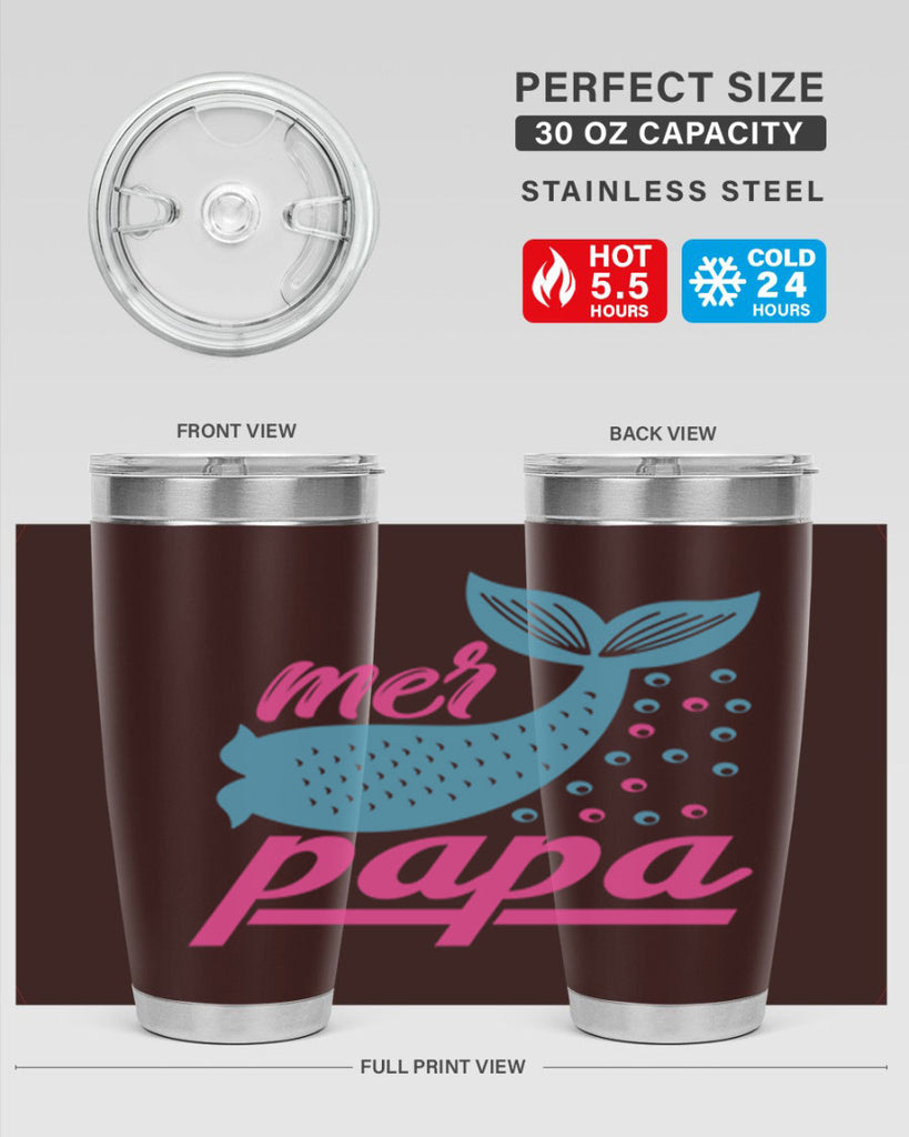 Mer Papa 344#- mermaid- Tumbler