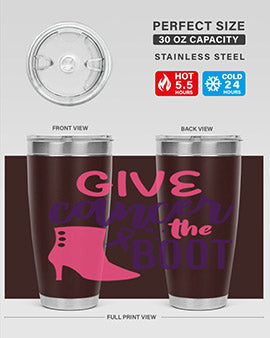 give cancer the boot Style 1#- breast cancer- Tumbler