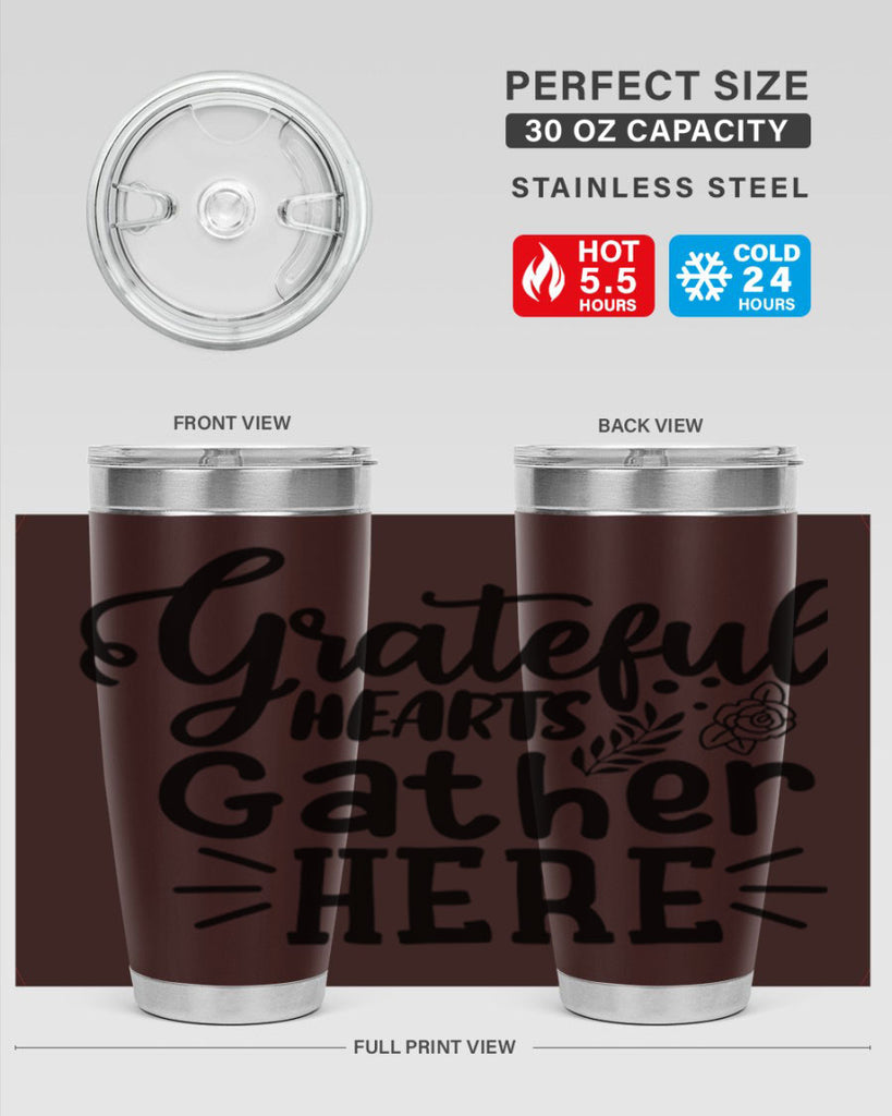 grateful hearts gather here 58#- thanksgiving- Tumbler