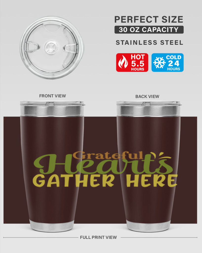grateful hearts gather here 59#- thanksgiving- Tumbler