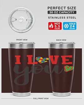 i love you Style 23#- autism- Tumbler