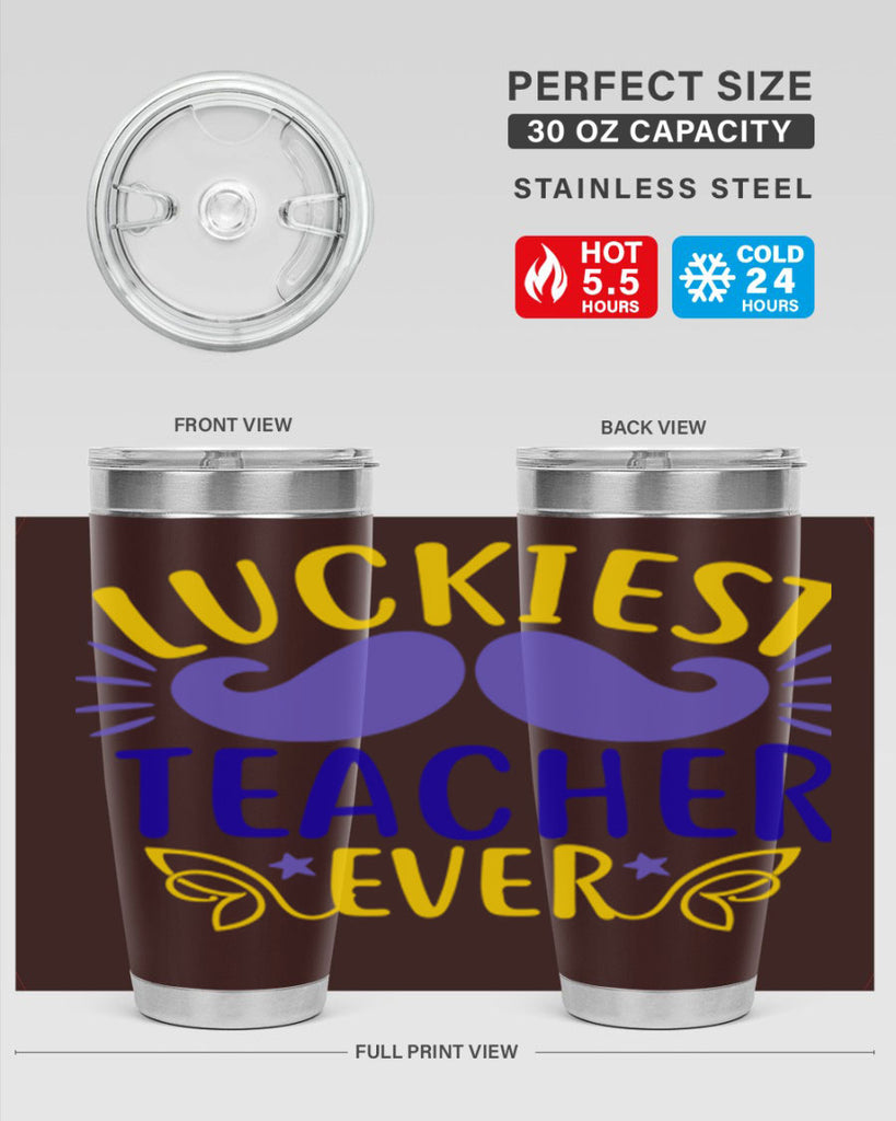 luckiest teacher ever 12#- mardi gras- Tumbler