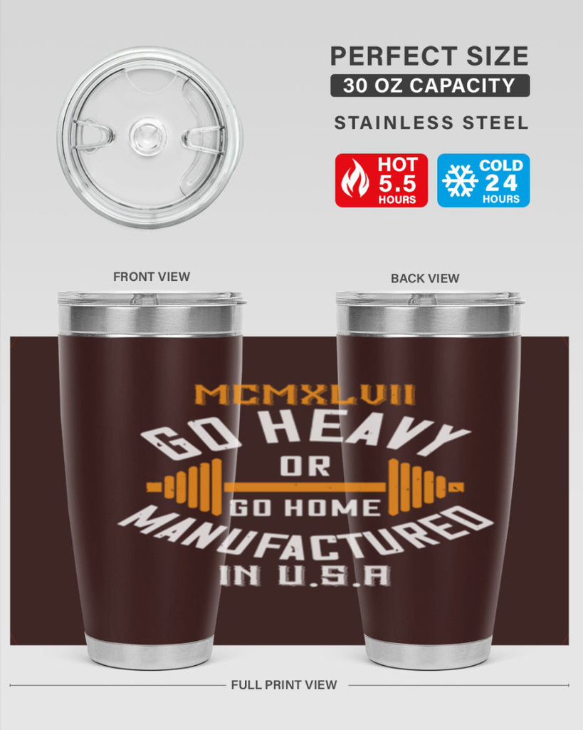 mcmxlvii go heavy or go home manufactured in 84#- gym- Tumbler
