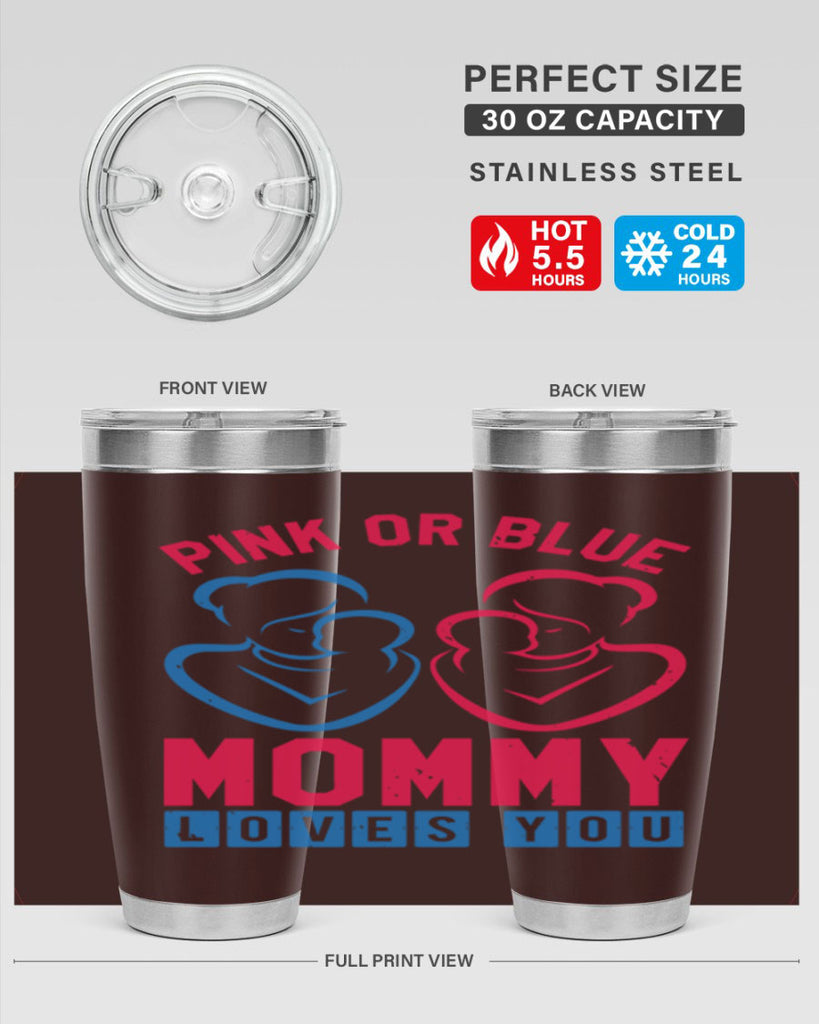 pink or blue Mommy Loves you Style 21#- baby shower- tumbler