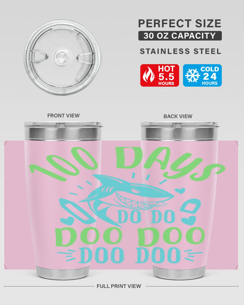 100 days shark doo doo 21#- 100 days of school- Tumbler