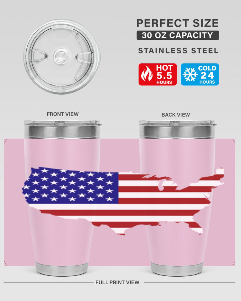 Flag With Map Style 50#- Fourt Of July- Tumbler