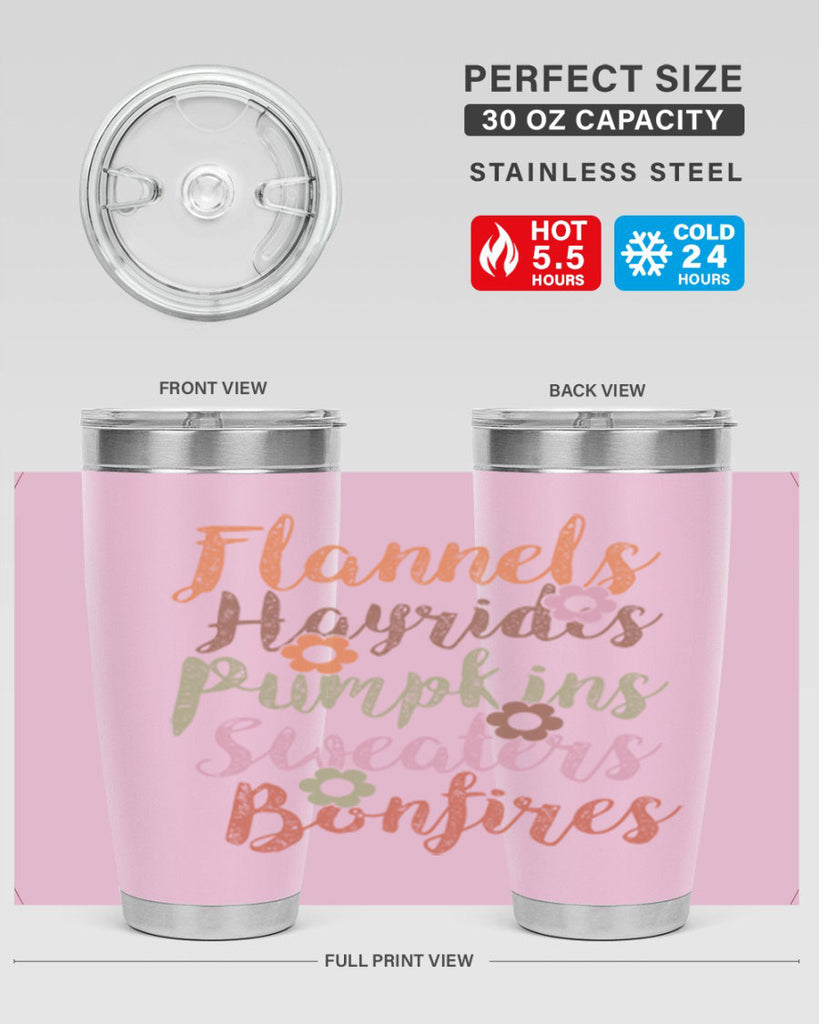 Flannels Hayrides Pumpkins Sweaters Bonfires 185#- fall- Tumbler