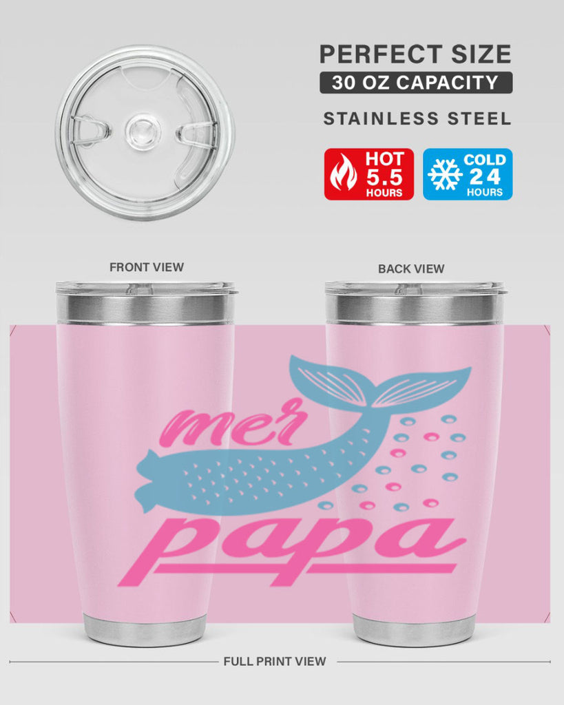 Mer Papa 344#- mermaid- Tumbler