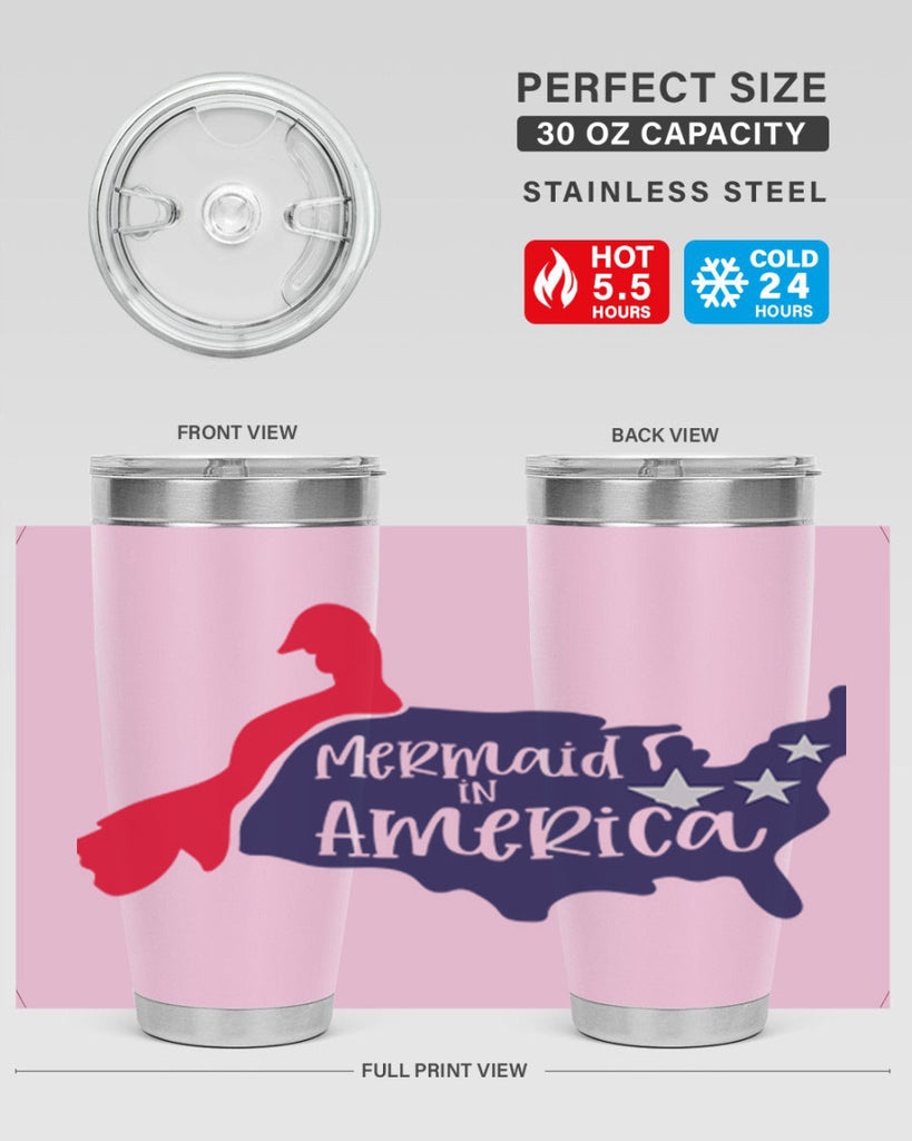 Mermaid In America Style 167#- Fourt Of July- Tumbler