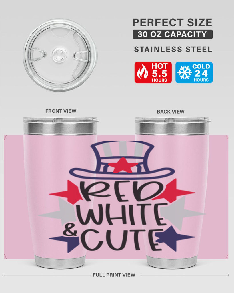 Red White Cute Style 169#- Fourt Of July- Tumbler