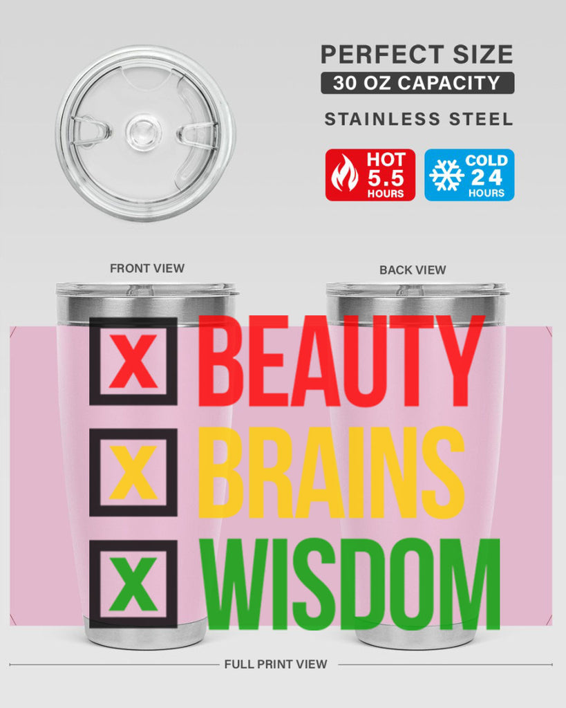 beauty brains wisdom 262#- black words phrases- Cotton Tank