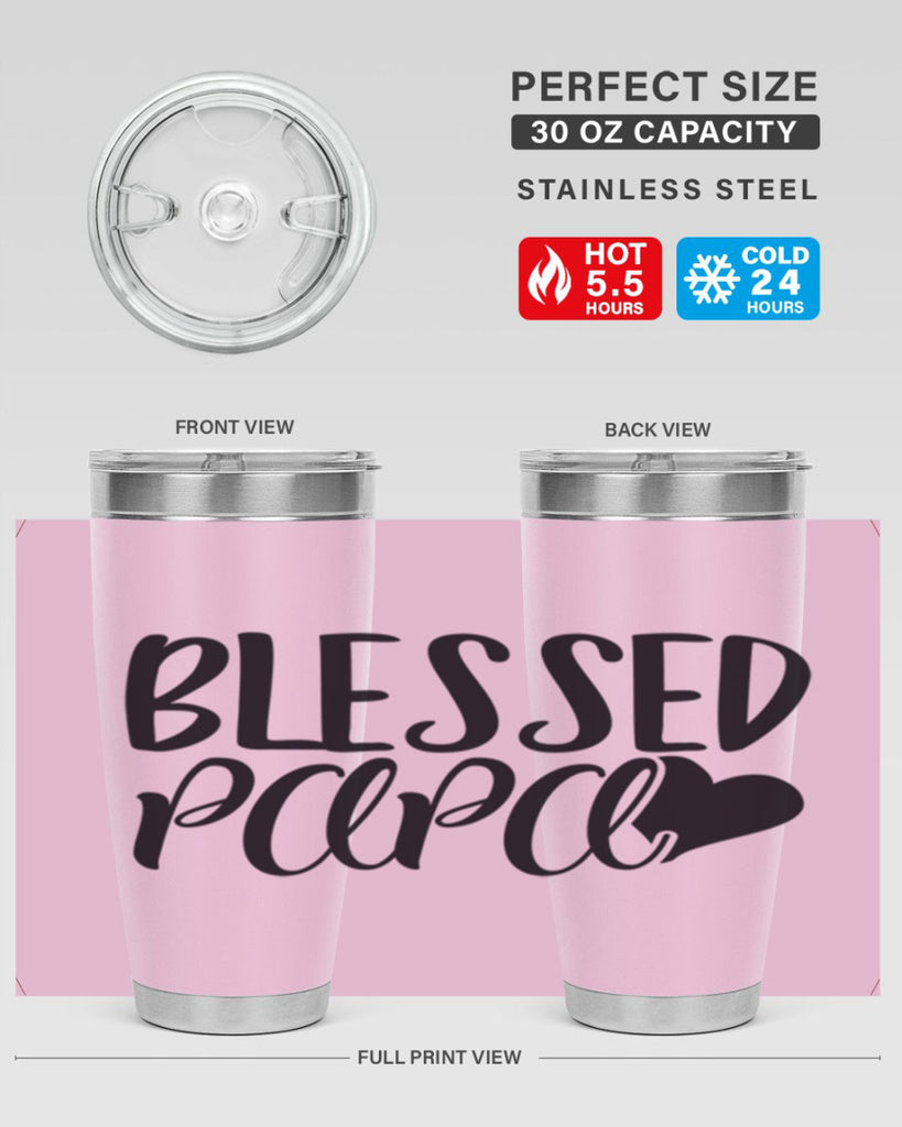 blessed papa 70#- grandpa - papa- Tumbler