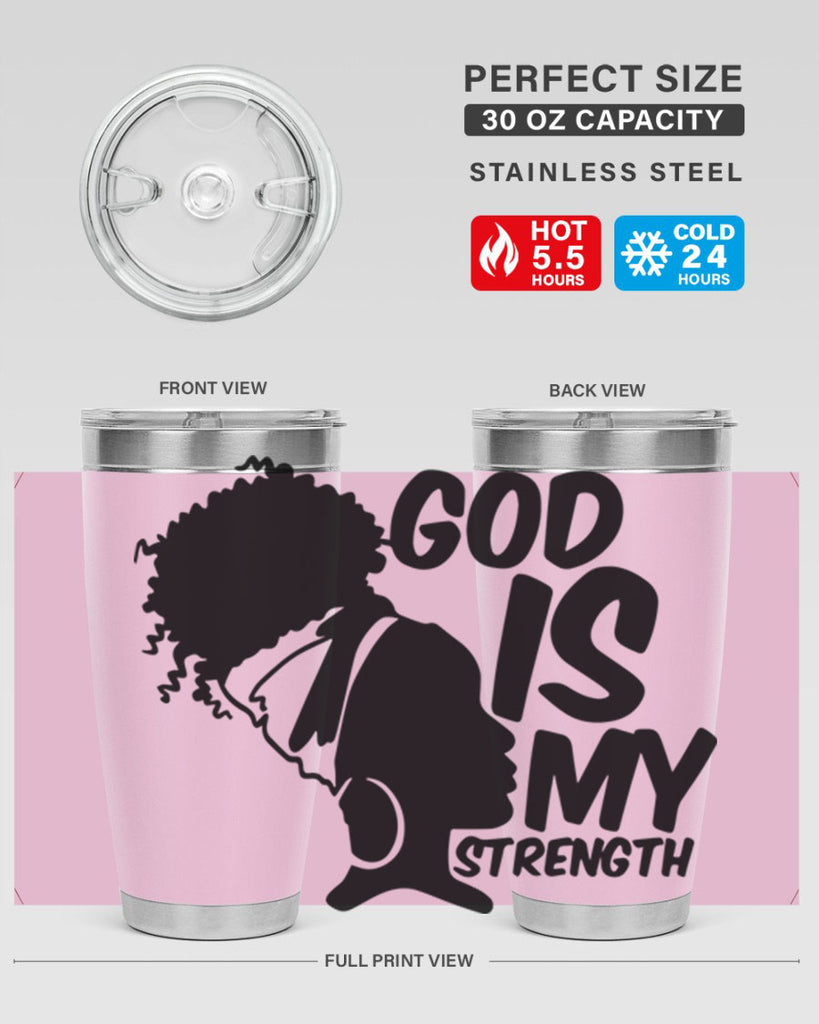 god is my strength- black words phrases- Cotton Tank