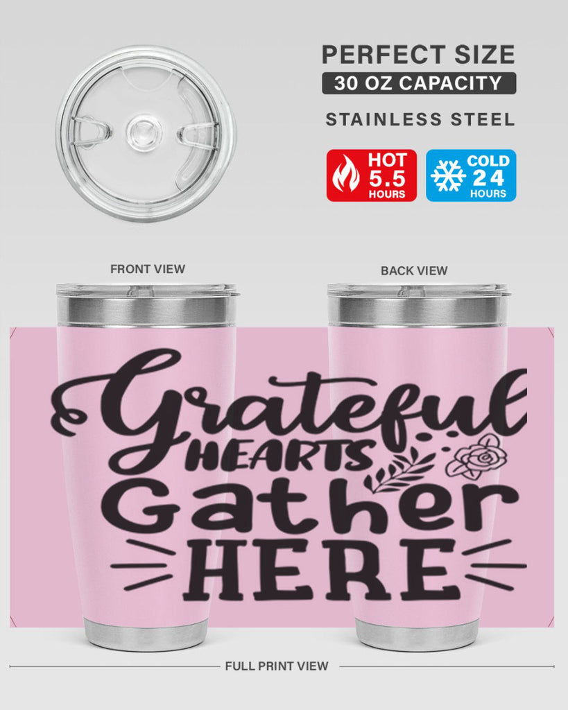 grateful hearts gather here 58#- thanksgiving- Tumbler