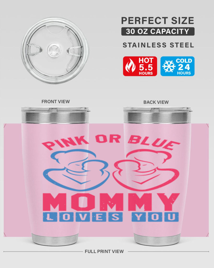 pink or blue Mommy Loves you Style 21#- baby shower- tumbler