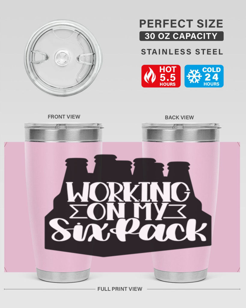 working on my six pack 13#- beer- Tumbler