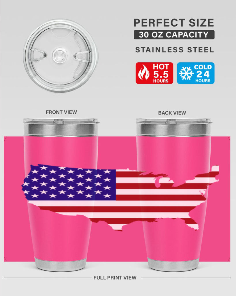 Flag With Map Style 50#- Fourt Of July- Tumbler