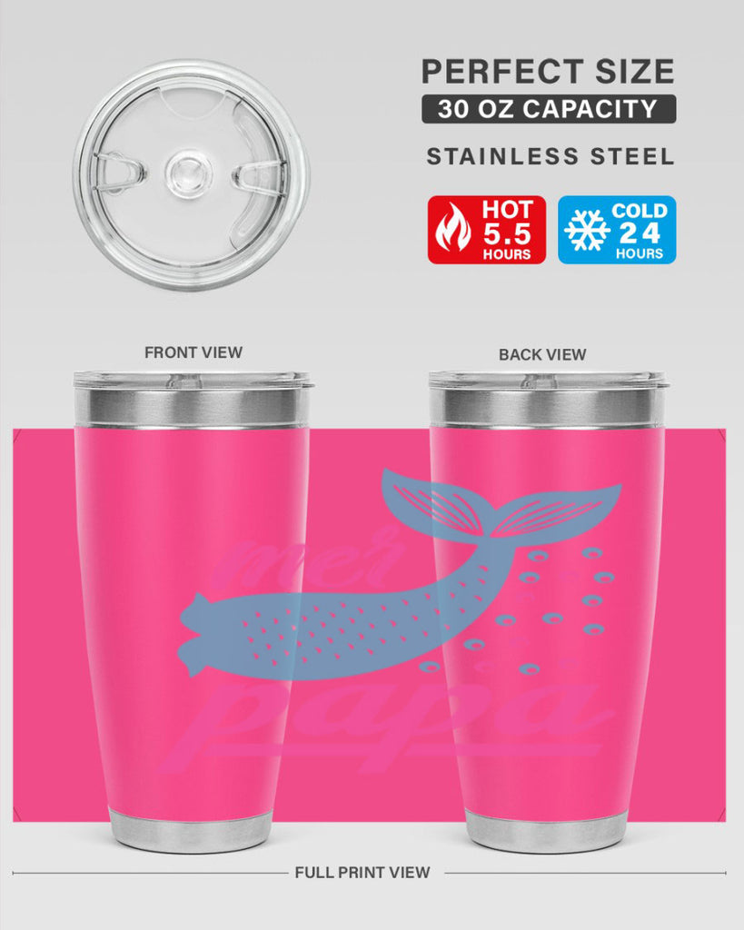 Mer Papa 344#- mermaid- Tumbler