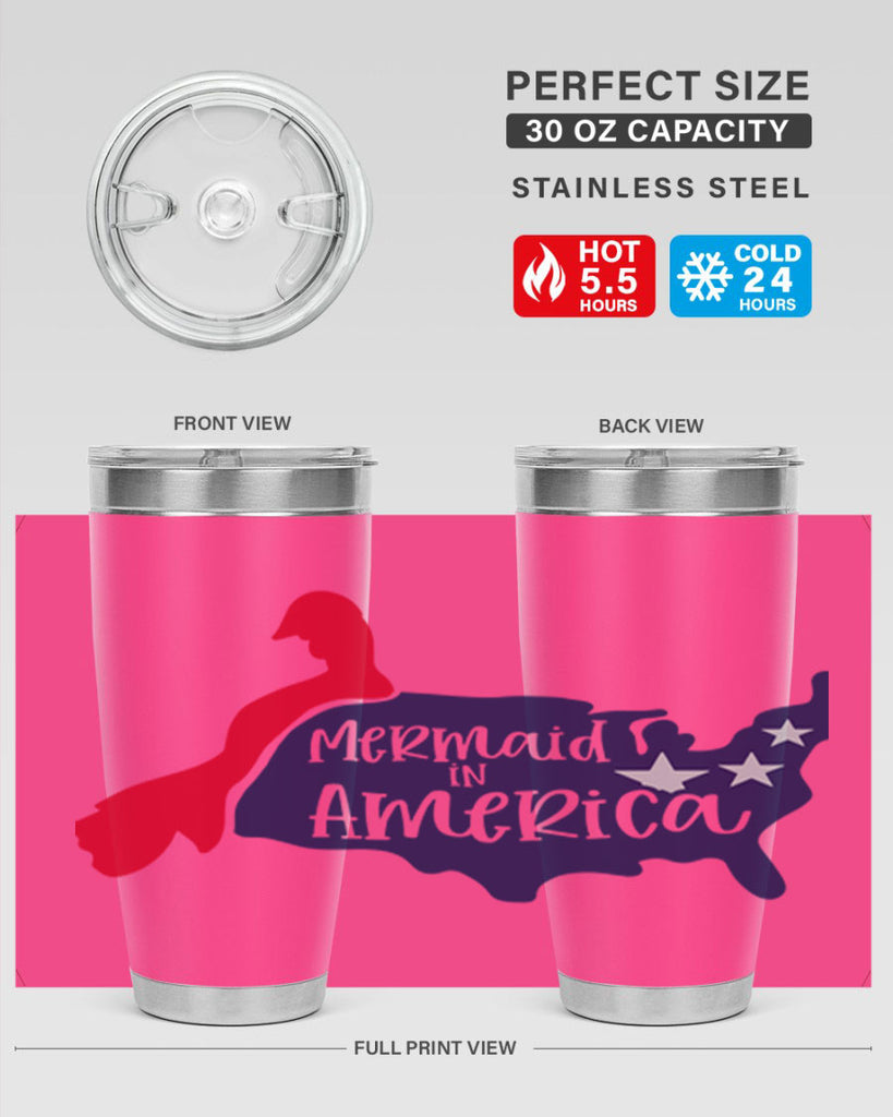 Mermaid In America Style 167#- Fourt Of July- Tumbler