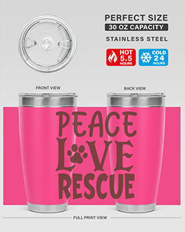 Peace Love Rescue Style 23#- cat- Tumbler