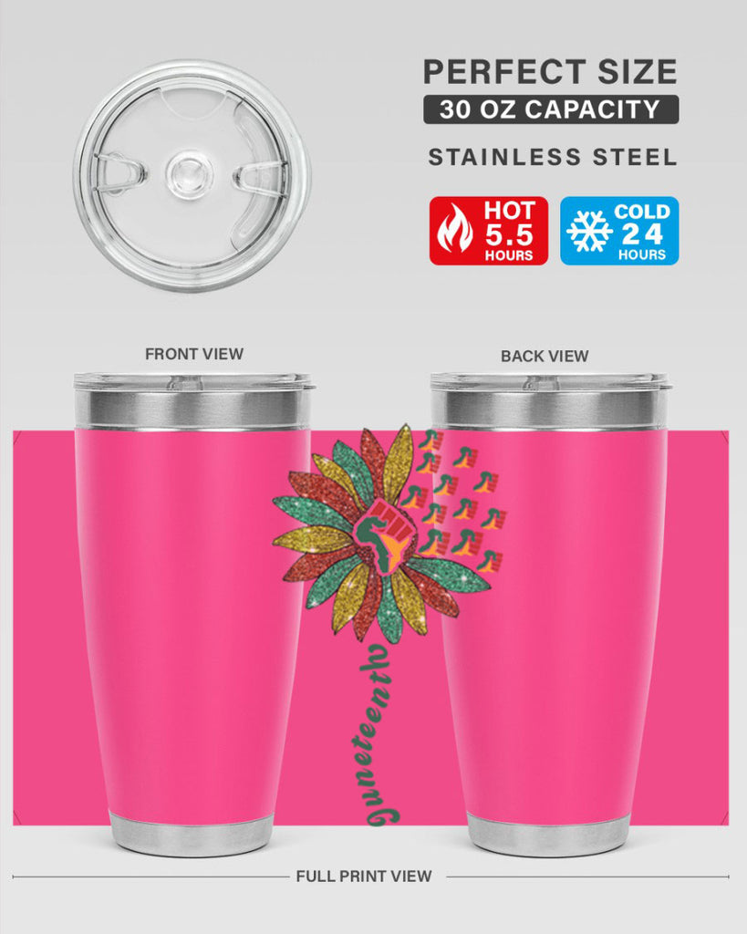 Sunflower Fist Juneteenth Black History 24#- Juneteenth- tumbler