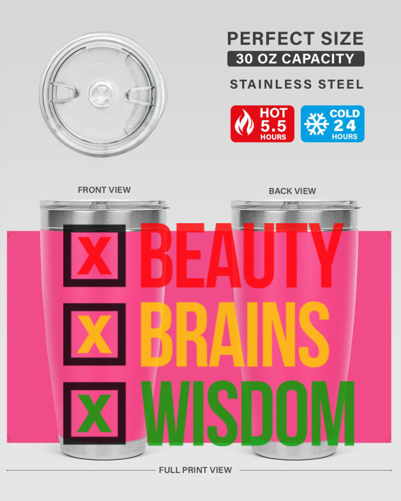 beauty brains wisdom 262#- black words phrases- Cotton Tank