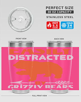 easily distracted by grizzly bears 10#- Bears- Tumbler