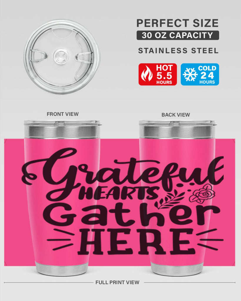 grateful hearts gather here 58#- thanksgiving- Tumbler