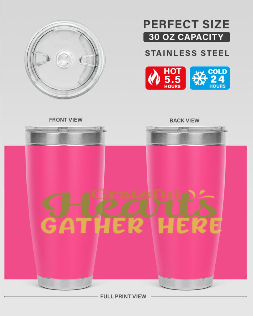 grateful hearts gather here 59#- thanksgiving- Tumbler