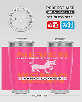 never underestimate a woman who loves donkeys Style 1#- donkey- Tumbler