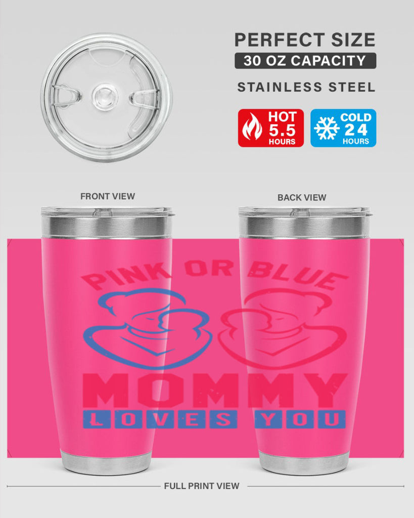 pink or blue Mommy Loves you Style 21#- baby shower- tumbler