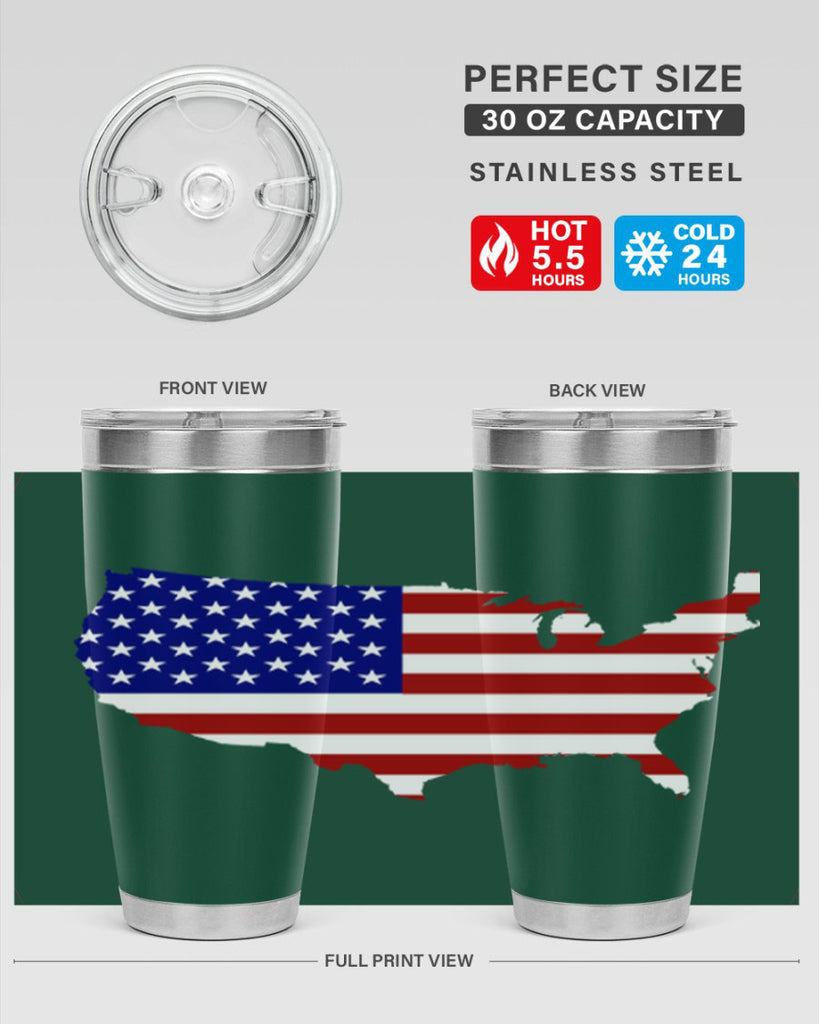 Flag With Map Style 50#- Fourt Of July- Tumbler