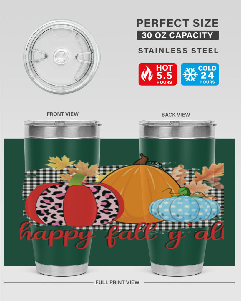 Happy Fall Yall Leopard 229#- fall- Tumbler