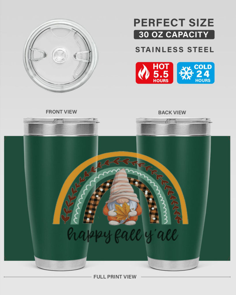 HappyFallYallGnomeRainbow 255#- fall- Tumbler
