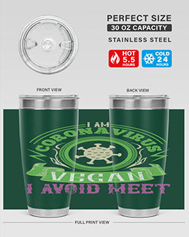 I Am Coronavirus Vegan I Avoid Meet Style 38#- corona virus- Tumbler