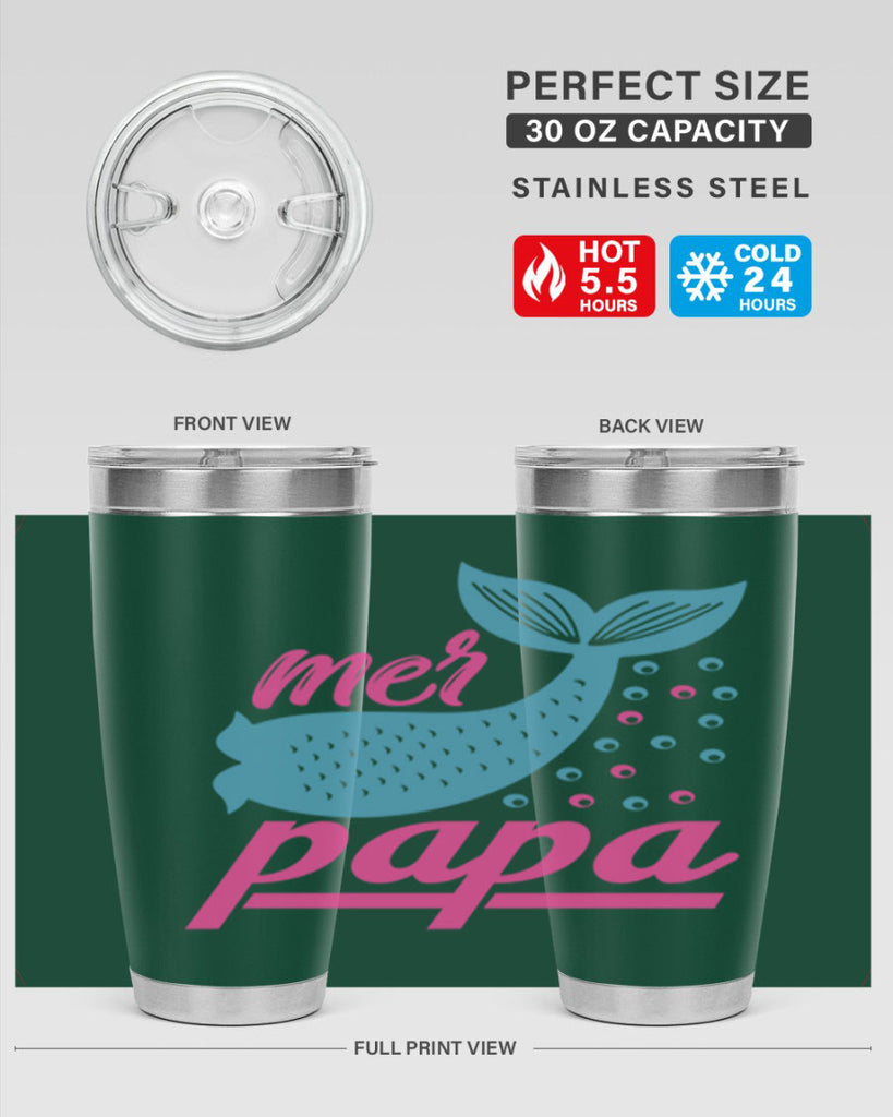 Mer Papa 344#- mermaid- Tumbler