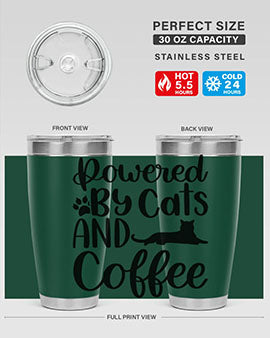 Powered By Cats And Coffee Style 102#- cat- Tumbler