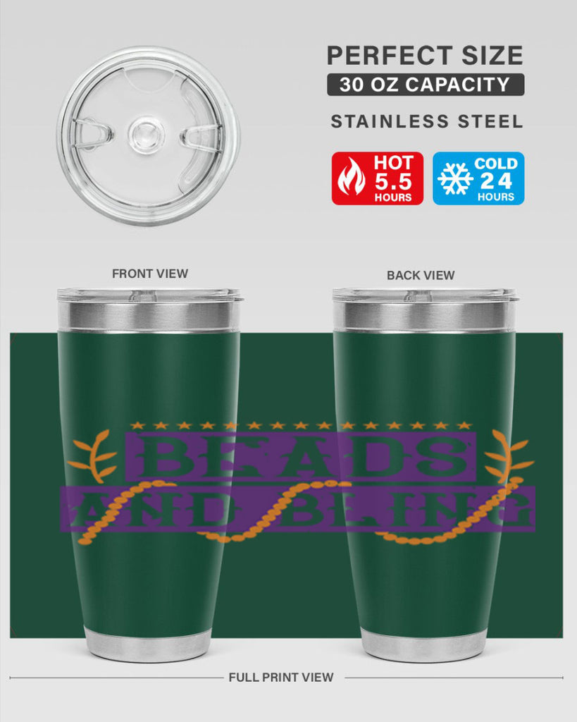 beads and bling 40#- mardi gras- Tumbler