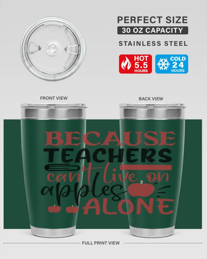 because teachers cant live on apples alone Style 121#- teacher- tumbler