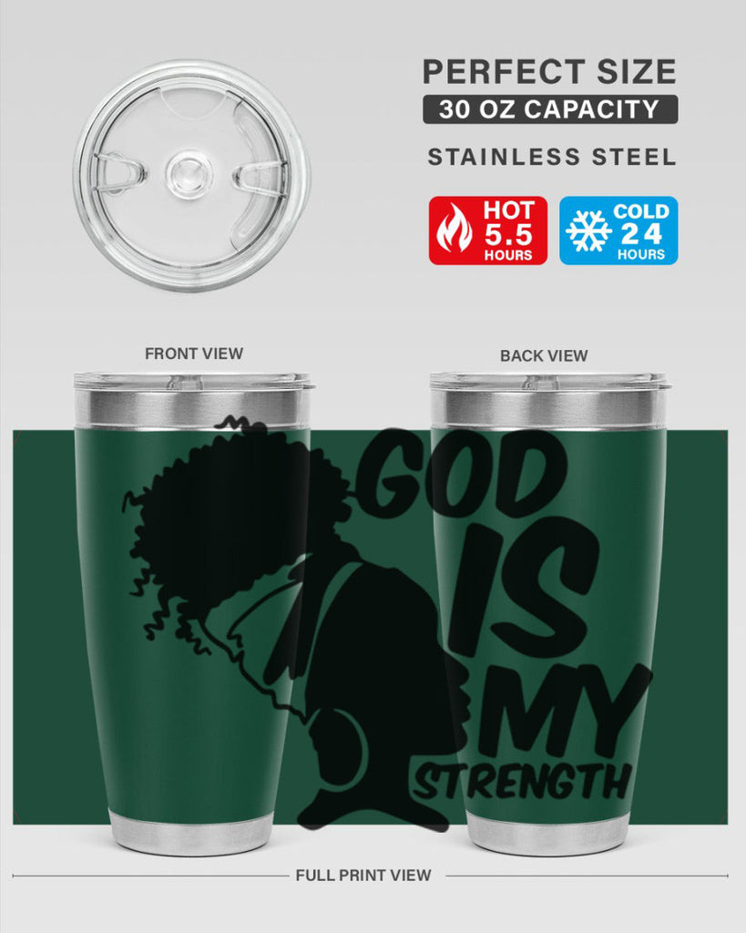god is my strength- black words phrases- Cotton Tank