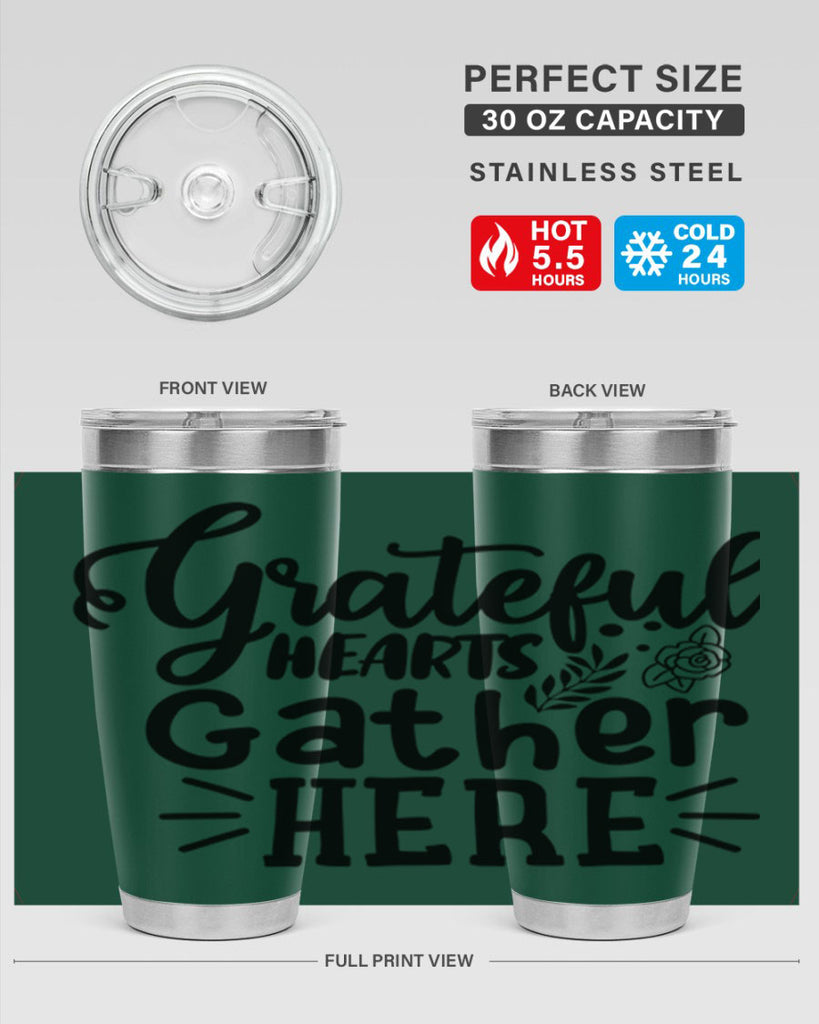 grateful hearts gather here 58#- thanksgiving- Tumbler