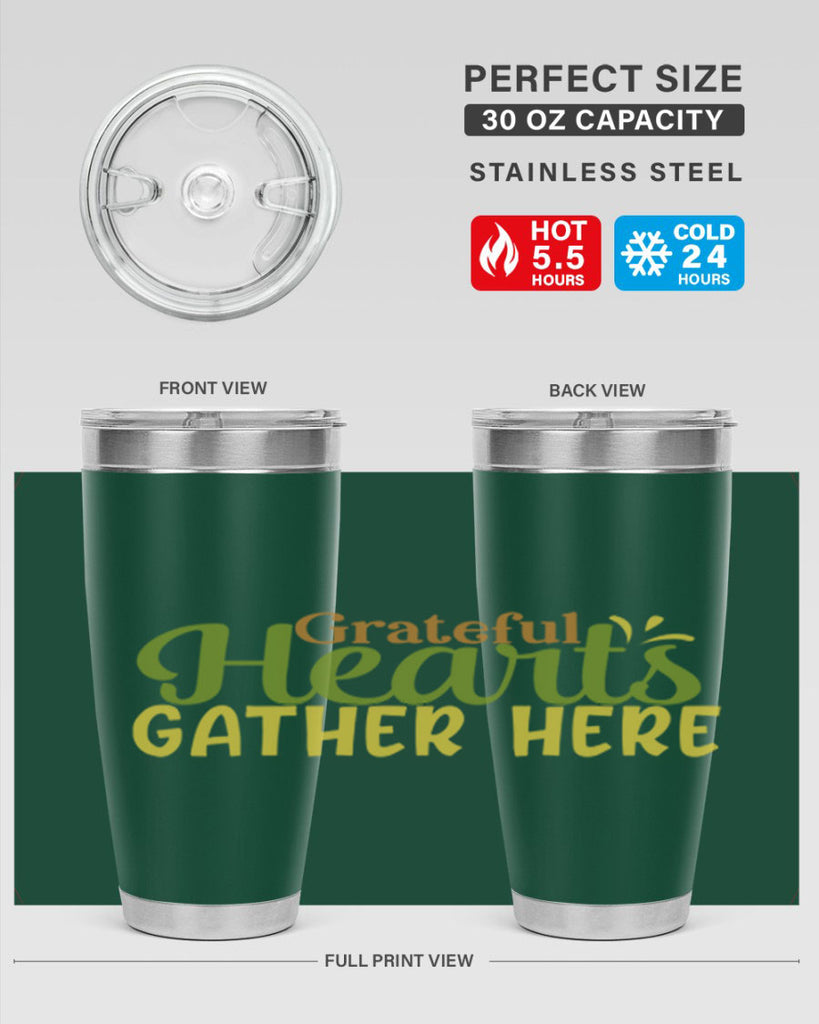 grateful hearts gather here 59#- thanksgiving- Tumbler