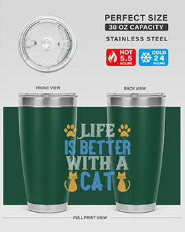 life is better with cat Style 64#- cat- Tumbler